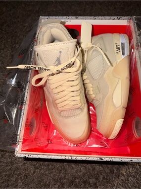 Jordan 4 Retro Off-White Sail/Muslin/White-Black Box Label